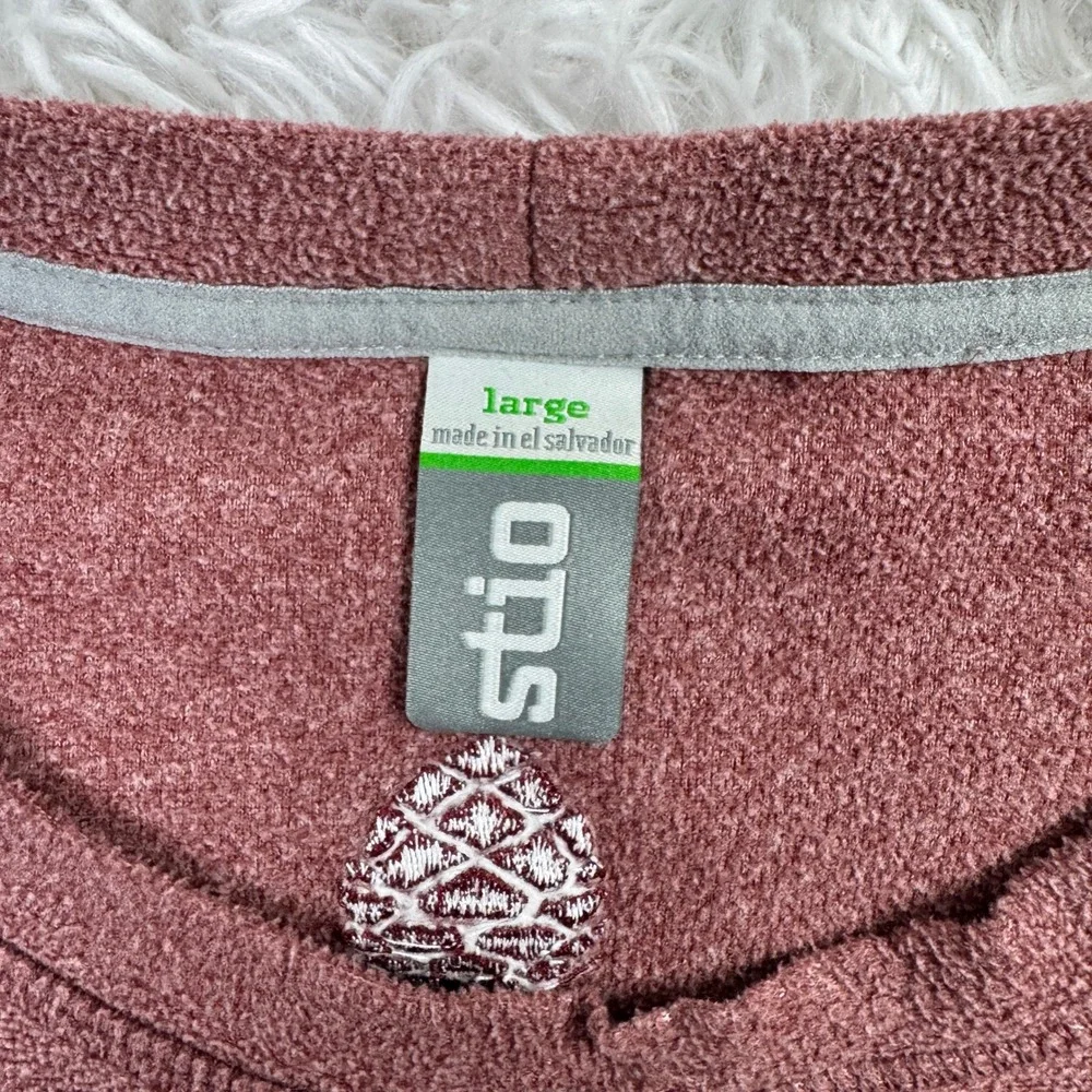 Stio Sweater Mens Large Burgundy Turpin Fleece Lightweight Crewneck Sweatshirt L - Picture 3 of 10